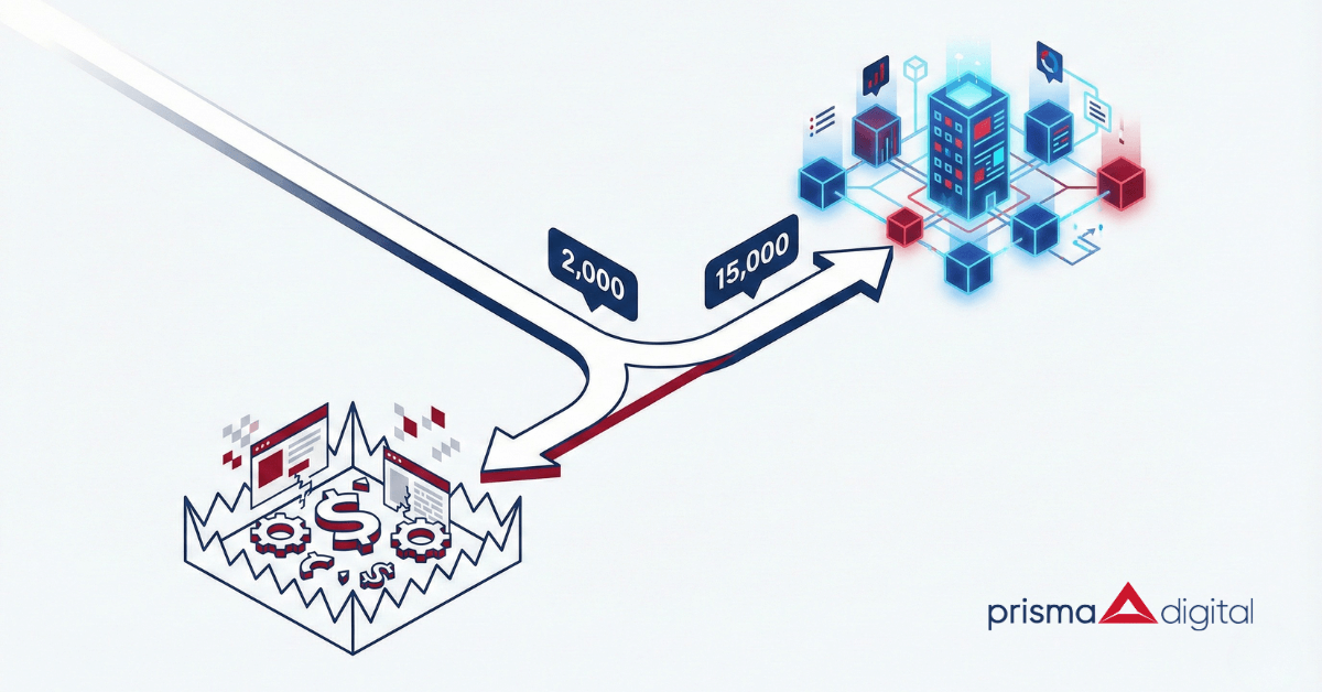 Два пътя на уеб разработка - евтин темплейт за 2,000 лв води към капан със скрити разходи, професионална система за 15,000 лв води към интегриран растеж